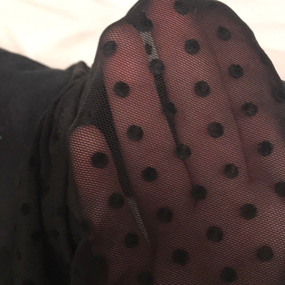 Ambiance Black shirt with sheer polkadot top. - Picture 3 of 3